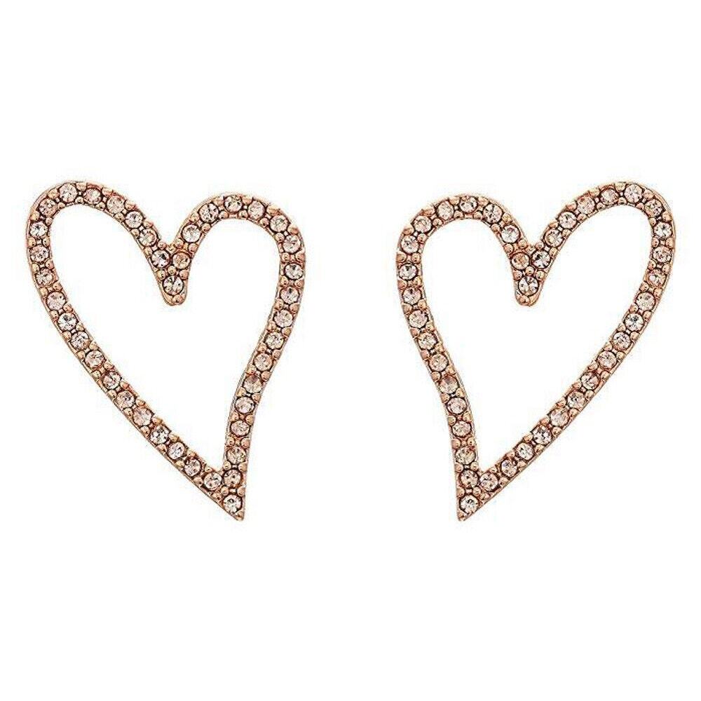NWT Rebecca Minkoff Sweet Heart Pave Stud Earrings Rose Gold Women's Size OS